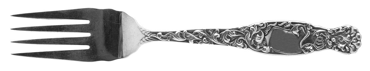 Heraldic (Sterling, 1880) Large Individual Solid Fish/Salad Fork by Whiting Manf Co-1