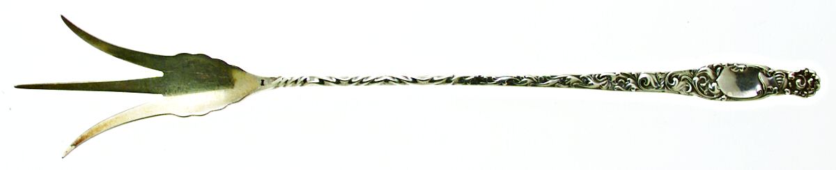 Heraldic (Sterling, 1880) Large Lettuce Serving Fork by Whiting Manf Co-1