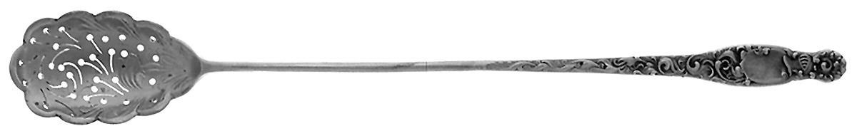 Heraldic (Sterling, 1880) Pierced Bowl Long Handle Olive Spoon by Whiting Manf Co-1