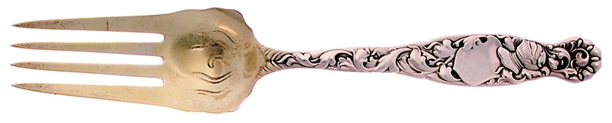 Heraldic (Sterling, 1880) Solid Salad Serving Fork by Whiting Manf Co-1