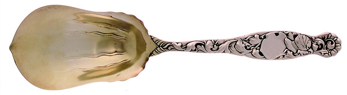 Heraldic (Sterling, 1880) Solid Salad Serving Spoon by Whiting Manf Co-1