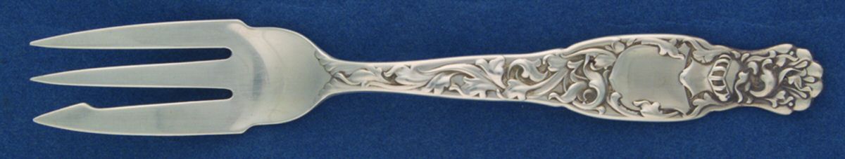 Heraldic (Sterling, 1880) Old Style Pickle Fork by Whiting Manf Co-1