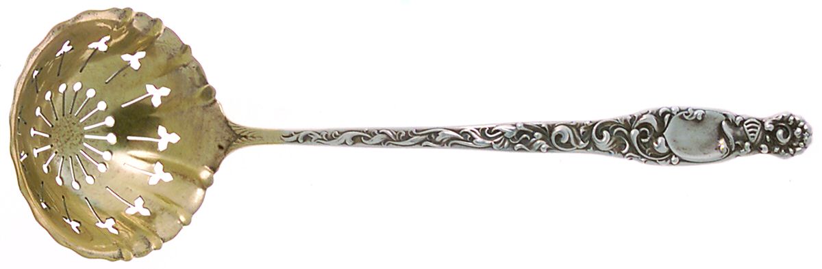 Heraldic (Sterling, 1880) Large Sugar Sifter by Whiting Manf Co-1
