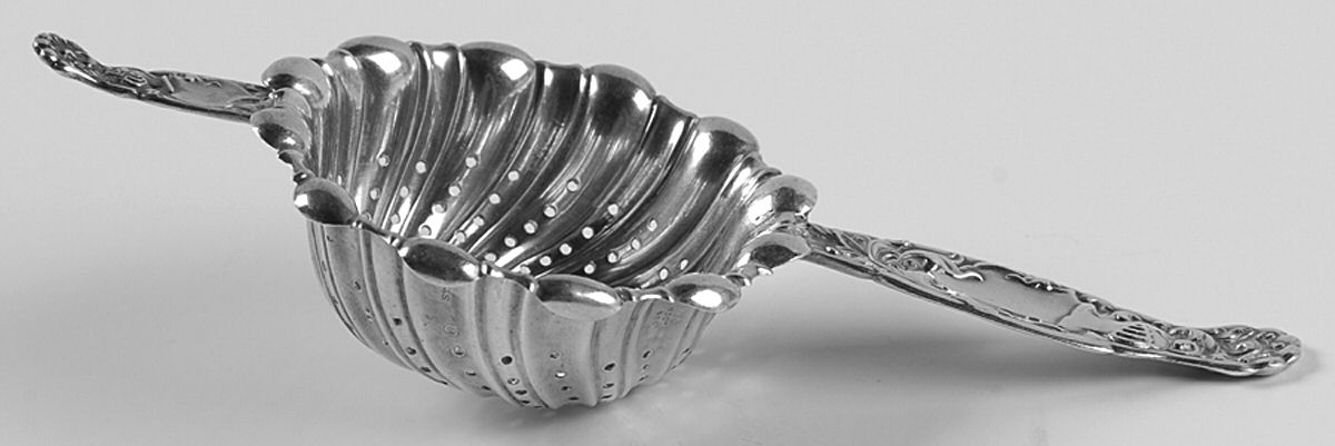 Heraldic (Sterling, 1880) Solid Individual Overcup Tea Strainer by Whiting Manf Co-1