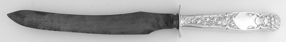 Heraldic (Sterling, 1880) Large Carving/Roast Knife StnlBl w/Sterling Guard by Whiting Manf Co-1