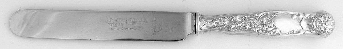 Heraldic (Sterling, 1880) Blunt Hollow Knife by Whiting Manf Co-1