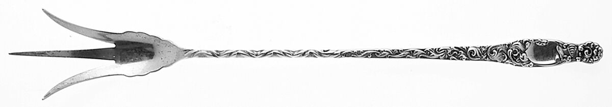 Heraldic (Sterling, 1880) Large Lettuce Serving Fork by Whiting Manf Co-1