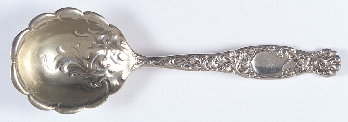Heraldic (Sterling, 1880) Preserve Spoon by Whiting Manf Co-1