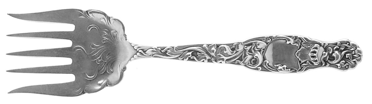 Heraldic (Sterling, 1880) Large Solid Tined Sardine Serving Fork by Whiting Manf Co-1