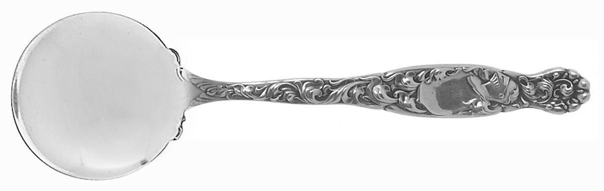Heraldic (Sterling, 1880) Round Bowl Soup Spoon (Bouillon) by Whiting Manf Co-1