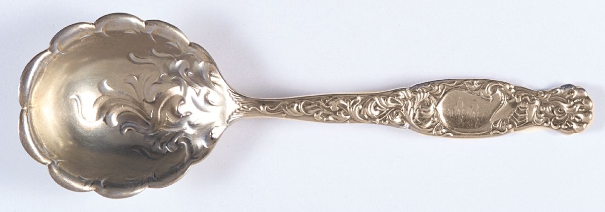 Heraldic (Sterling, 1880) Small Solid Berry/Casserole Spoon by Whiting Manf Co-1