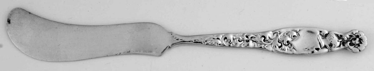 Heraldic (Sterling, 1880) Flat Handle Butter Spreader by Whiting Manf Co-1