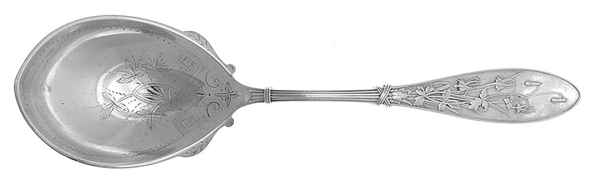 Honeysuckle (Sterling, 1870) Solid Bright Cut Vegetable Serving Spoon by Whiting Manf Co-1
