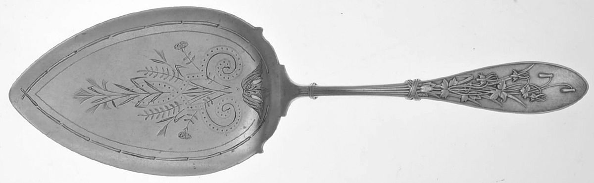 Honeysuckle (Sterling, 1870) Bright Cut Solid Pastry Server by Whiting Manf Co-1