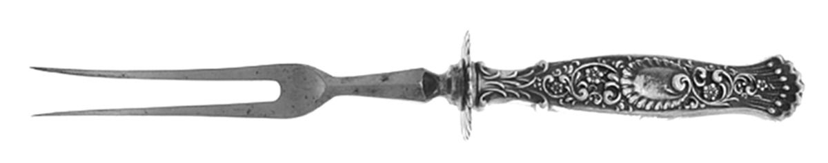 Hyperion (Sterling, 1888) Lg Carving/Roast Fork-Stn Prong w/Sterling Guard by Whiting Manf Co-1