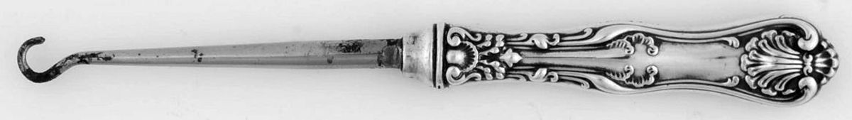 Imperial Queen (Sterling, 1893) Small Button Hook, Hollow Handle by Whiting Manf Co-1