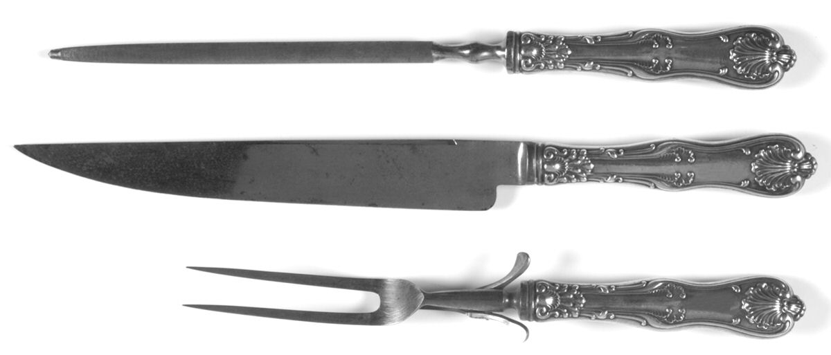 Imperial Queen (Sterling, 1893) Large 3-Piece Roast Carving Set w/ Stainless Blade by Whiting Manf Co-1