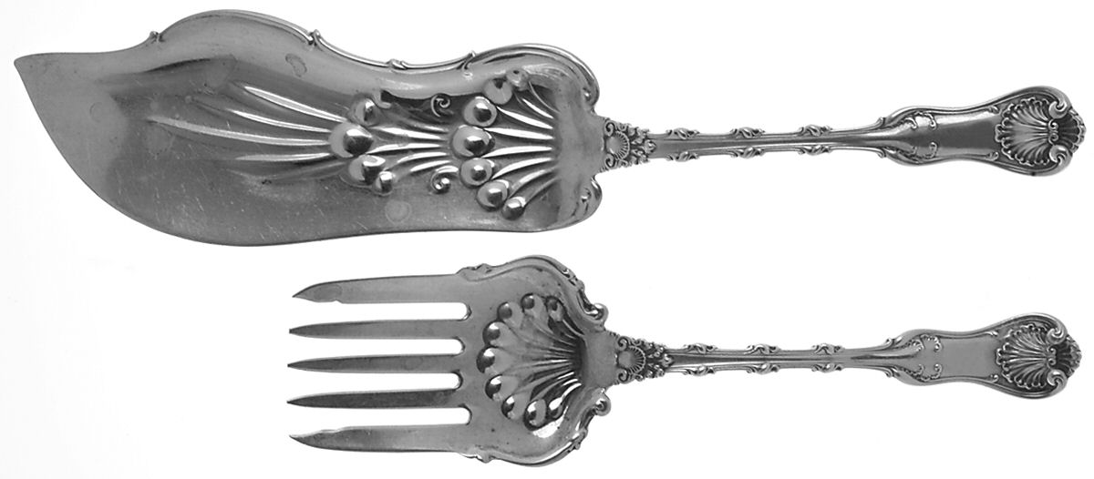 Imperial Queen (Sterling, 1893) Solid 2-Piece Small Fish Serving Set by Whiting Manf Co-1