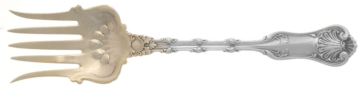 Imperial Queen (Sterling, 1893) Large Solid Tined Sardine Serving Fork by Whiting Manf Co-1