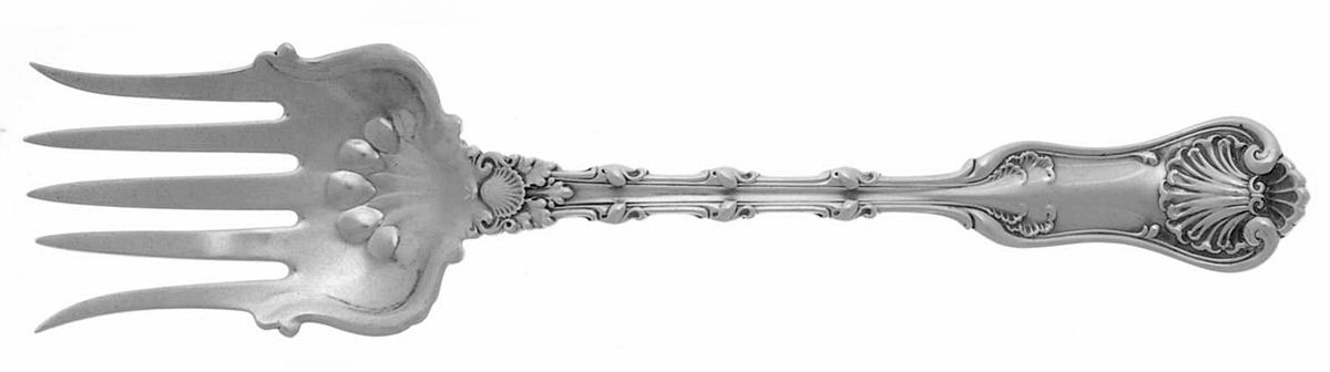 Imperial Queen (Sterling, 1893) Large Solid Tined Sardine Serving Fork by Whiting Manf Co-1