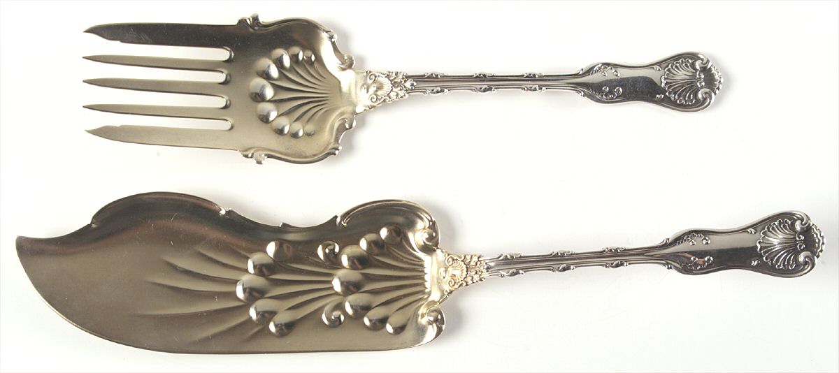Imperial Queen (Sterling, 1893) 2 Piece Large Solid Fish Serving Set by Whiting Manf Co-1