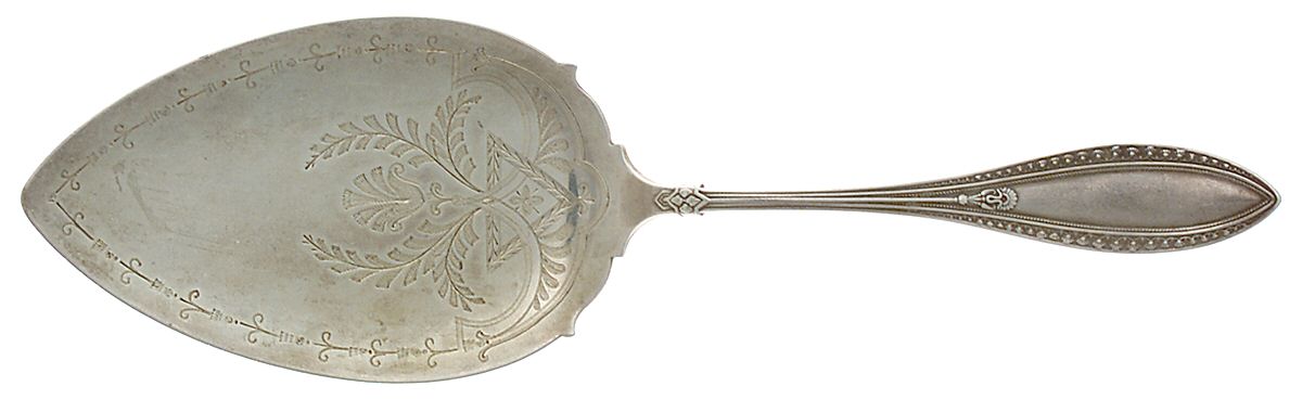 Indian (Sterling) Large Solid Bright Cut Pie Knife by Whiting Manf Co-1