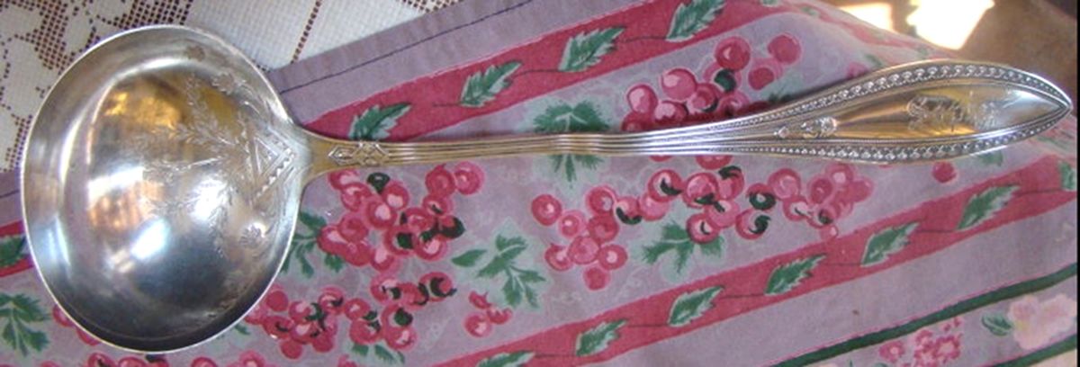 Indian (Sterling) Soup Ladle, Bright Cut Solid Piece by Whiting Manf Co-1