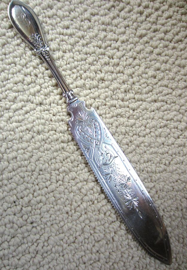 Italian (Sterling, 1880) Solid Bright Cut Cake Saw by Whiting Manf Co-1