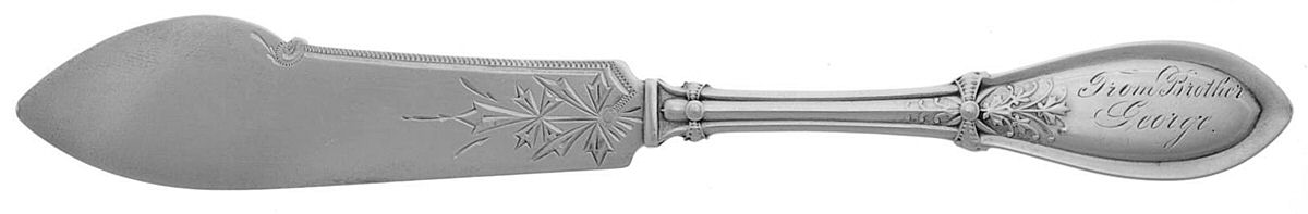 Italian (Sterling, 1880) Flat Handle Bright Cut Master Butter by Whiting Manf Co-1