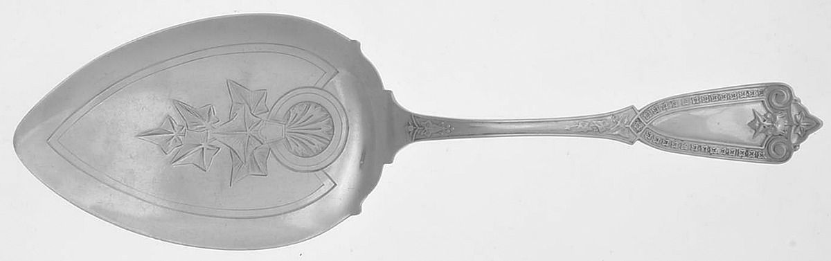 Ivy (Sterling, 1865) Large Solid Bright Cut Pie Knife by Whiting Manf Co-1