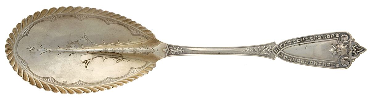 Ivy (Sterling, 1865) Brightcut Solid Large Berry/Casserole Spoon by Whiting Manf Co-1