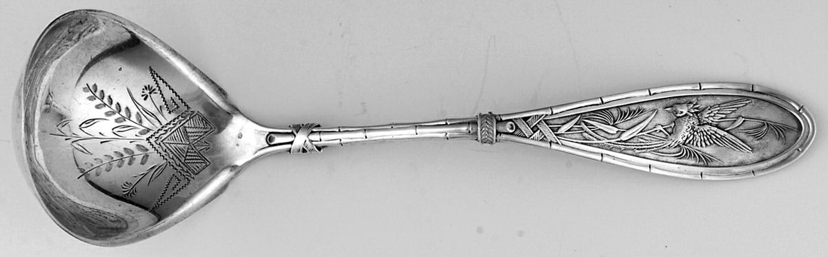 Japanese (Sterling, 1874) Gravy Ladle, Brightcut Solid Piece by Whiting Manf Co-1
