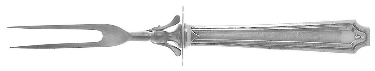 King Albert (Sterling, 1919) Lg Carving/Roast Fork-Stn Prong w/Sterling Guard by Whiting Manf Co-1