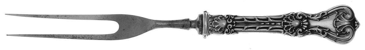 King Edward (Sterling, 1901) Small Steak Carving Fork with Stainless Prongs by Whiting Manf Co-1