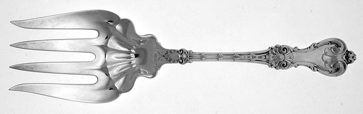 King Edward (Sterling, 1901) Large Solid Fish Serving Fork by Whiting Manf Co-1