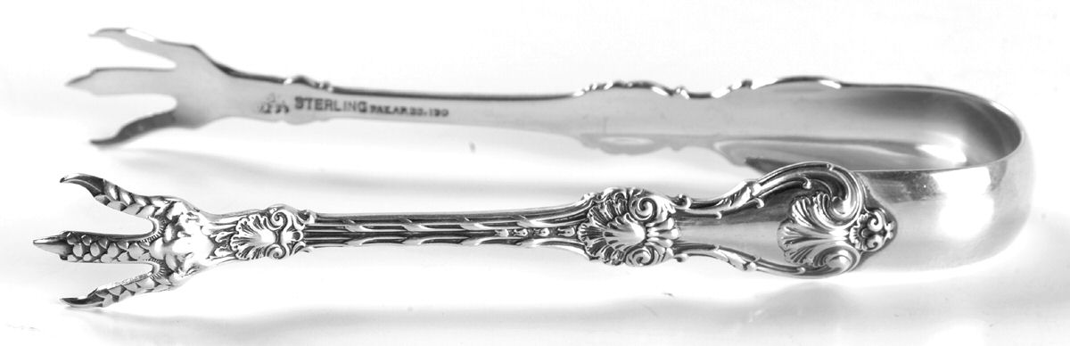 King Edward (Sterling, 1901) Small Sugar Tongs by Whiting Manf Co-1