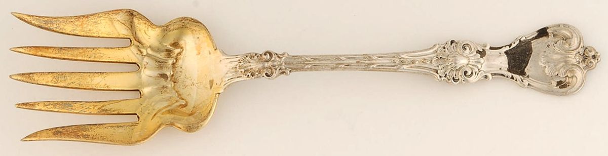 King Edward (Sterling, 1901) Large Solid Tined Sardine Serving Fork by Whiting Manf Co-1
