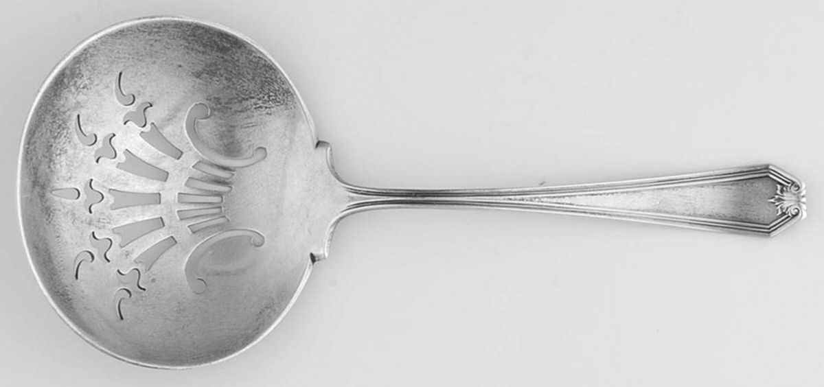 Lady Baltimore (Sterling, 1910, No Monograms) Solid Bon Bon Spoon with Pierced Bowl by Whiting Manf Co-1