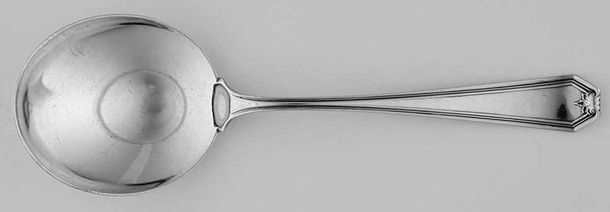 Lady Baltimore (Sterling, 1910, No Monograms) Round Bowl Soup Spoon (Cream Soup) by Whiting Manf Co-1