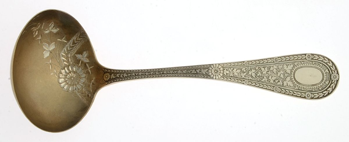 Laureate (Sterling, 1890) Gravy Ladle, Brightcut Solid Piece by Whiting Manf Co-1