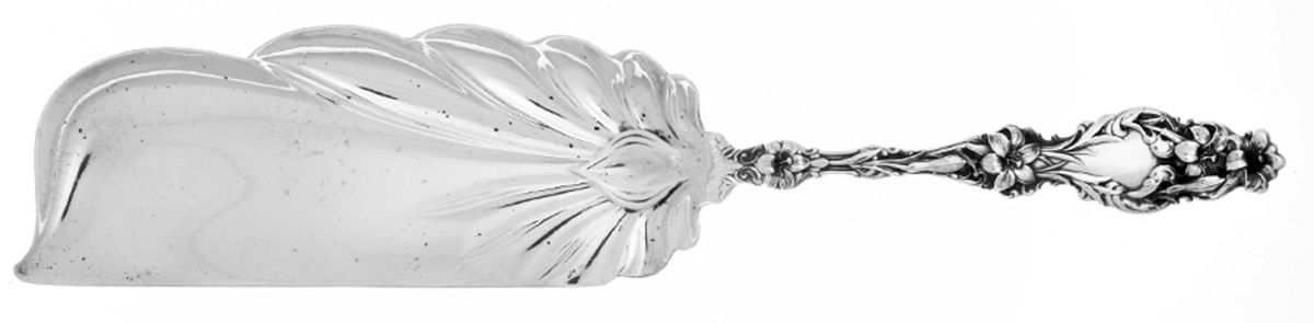 Lily (Sterling, 1902, Lion-Pat.1902) Large Flat Handle Crumb Knife/Crumber by Whiting Manf Co-1