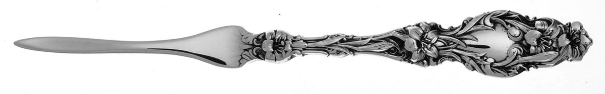 Lily (Sterling, 1902, Lion-Pat. 1902, Monograms) Solid Nut Pick by Whiting Manf Co-1