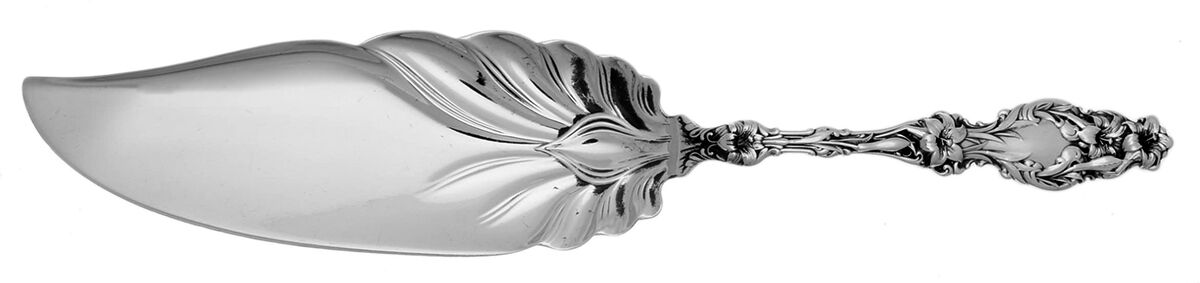 Lily (Sterling, 1902, Lion-Pat.1902) Large Solid Fish Serving Knife by Whiting Manf Co-1