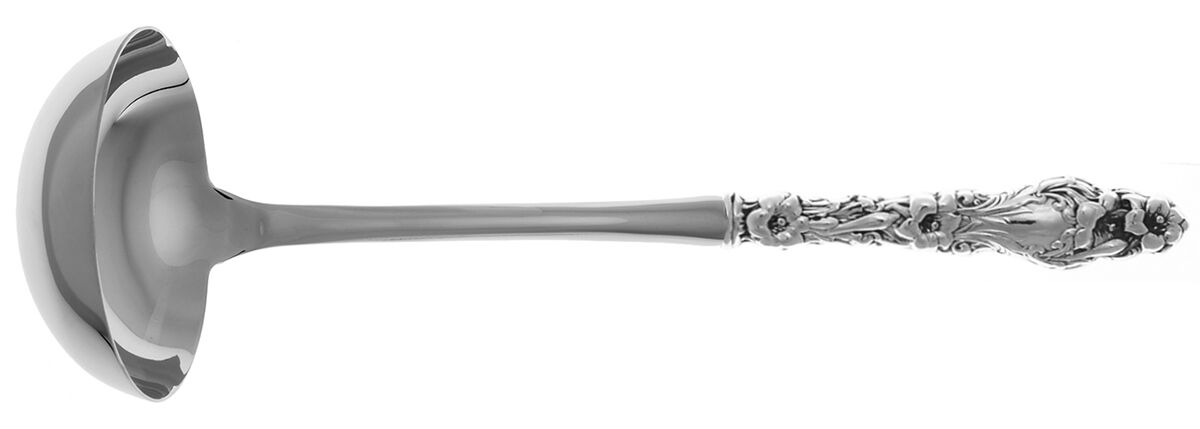 Lily (Sterling, 1902, Lion-Pat.1902) Soup Ladle with Stainless Bowl HC by Whiting Manf Co-1