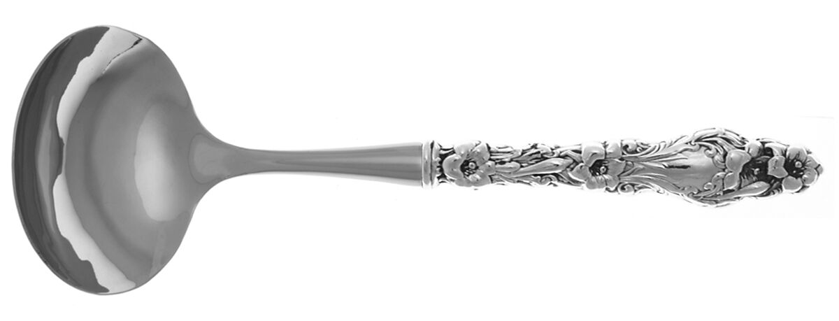 Lily (Sterling, 1902, Lion-Pat.1902) Gravy Ladle with No Spout Stainless Bowl HC by Whiting Manf Co-1