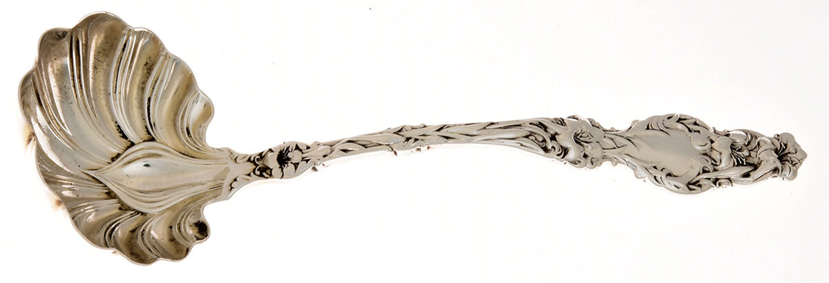 Lily (Sterling, 1902, Lion-Pat.1902) Solid Piece Cream Ladle by Whiting Manf Co-1