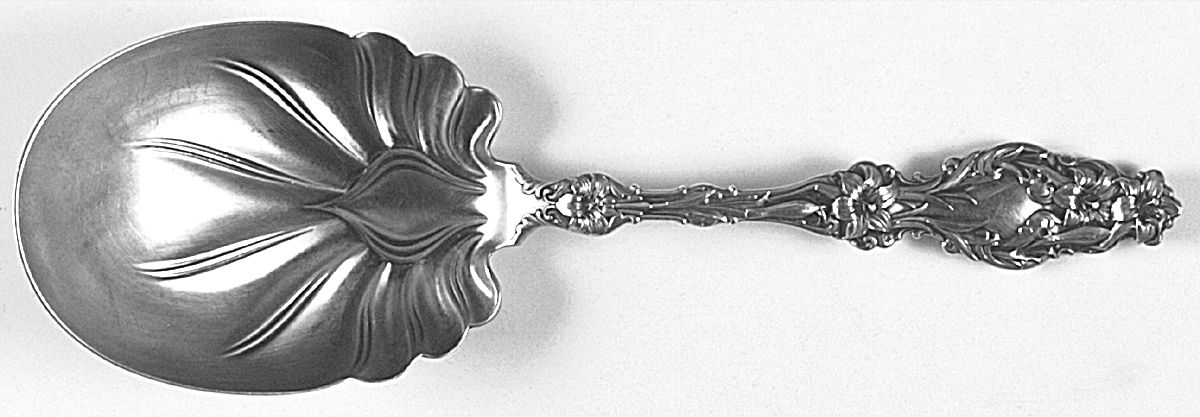 Lily (Sterling, 1902, Lion-Pat.1902) Vegetable Serving Spoon (Solid) by Whiting Manf Co-1