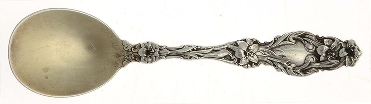 Lily (Sterling, 1902, Lion-Pat.1902) Small Short Handle Chocolate Spoon by Whiting Manf Co-1