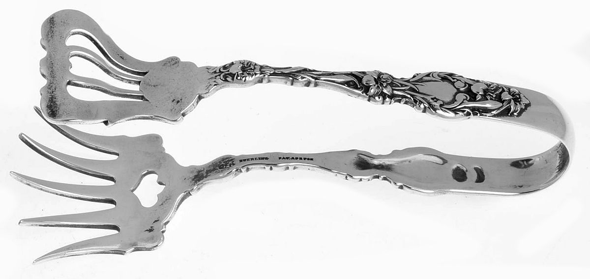 Lily (Sterling, 1902, Lion-Pat.1902) Sardine Tongs by Whiting Manf Co-1
