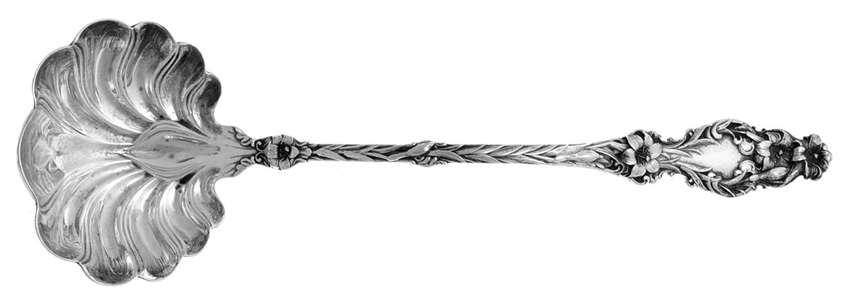 Lily (Sterling, 1902, Lion-Pat.1902) Oyster Ladle Solid Piece by Whiting Manf Co-1